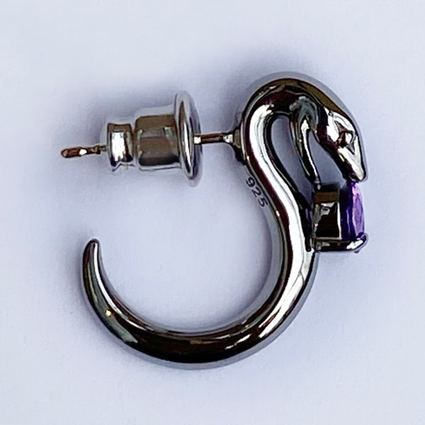 Bizarre Serpent Viper Snake Silver Earrings - Plain (sold as 1) SPJ077