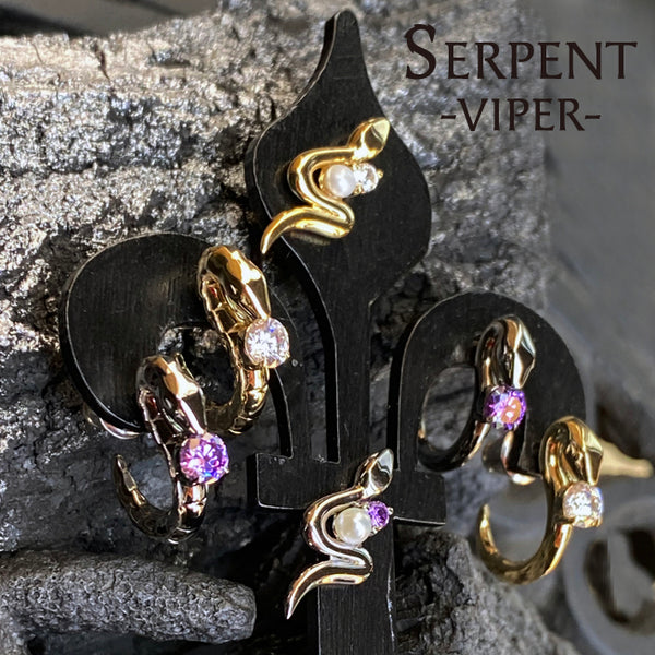 Bizarre Serpent Viper Pearl Snake Silver Earrings (sold as 1) SPJ079