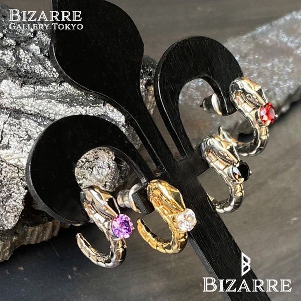 Bizarre/Bizarre Serpent Viper Snake Silver Earrings (sold as 1) SPJ078