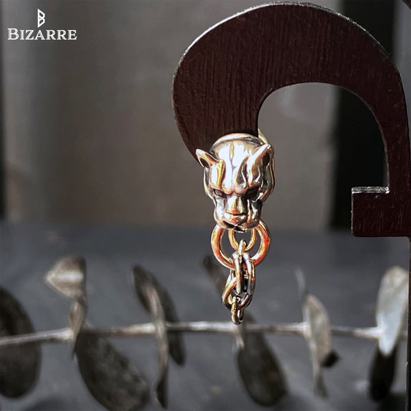 [Popularity Ranking 2nd] Bizarre Fragranced Panther 2way Long Silver Leopard Men's Earrings (sold as 1) SPP055