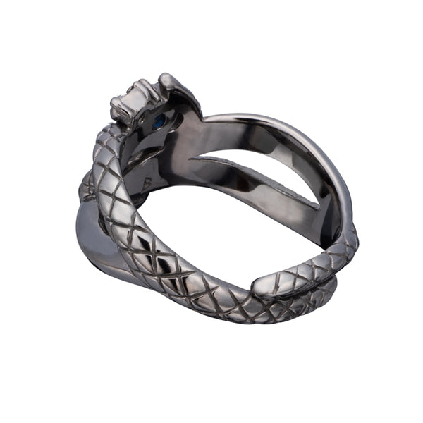 Bizarre Sea Serpent Coil Snake Silver Ring SRJ138