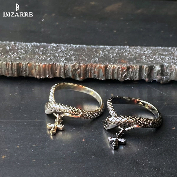 [Popularity Ranking 3rd] Bizarre/Bizarre Sea Serpent Cross (Cross) Snake Silver Ring SRP097